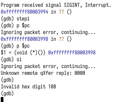 GDB errors due to E24 not responding