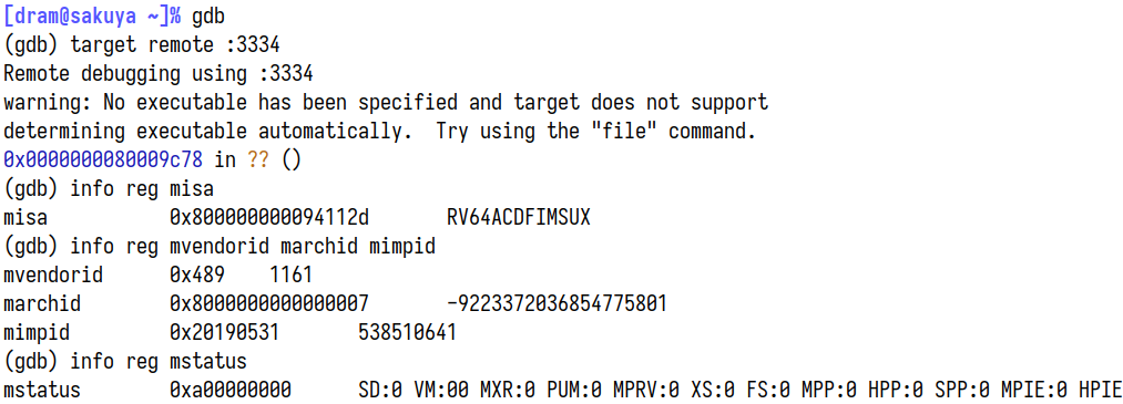 Reading some CSRs over GDB
