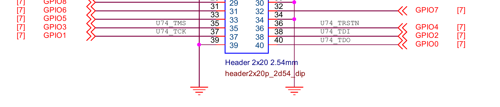 Nets GPIOn connected to the Raspberry Pi header
